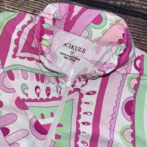 ICIKULS (IBKUL) Womens XS Pink Paisley 1/4 Zip Athletic Lightweight Long Sleeve